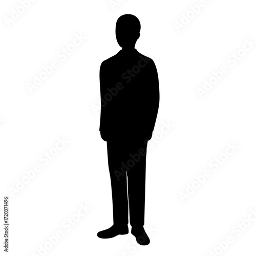 Vector art of standing man silhouette, a simple and elegant representation of a person, perfect for design projects, showcasing its minimalist style