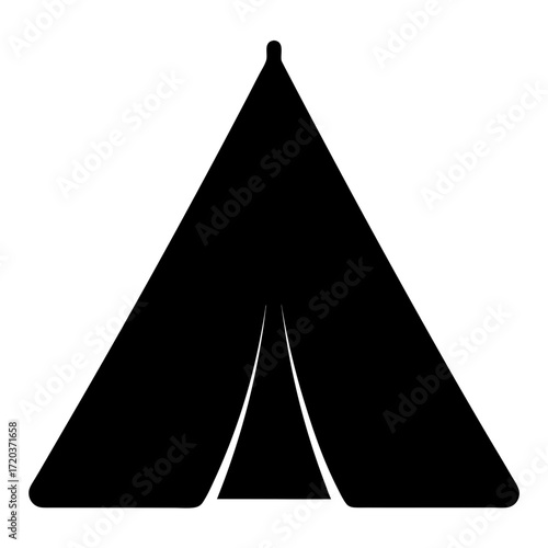 Vector art of a black and white silhouette of a tent, perfect for camping, outdoors, and adventure