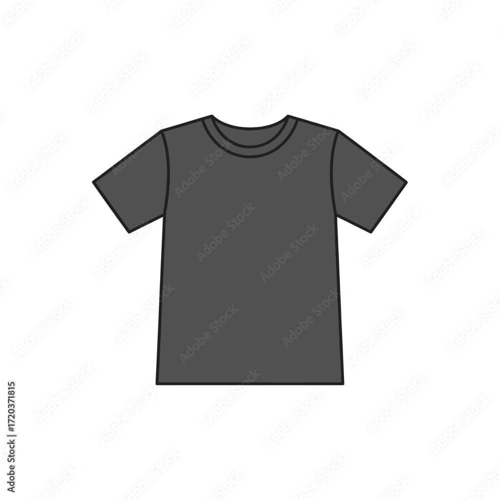 Naklejka premium A simple dark gray t-shirt design on a white background.