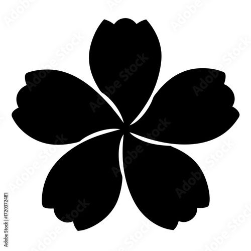Black and white flower illustration, floral design element, blossom graphic, sakura vector art