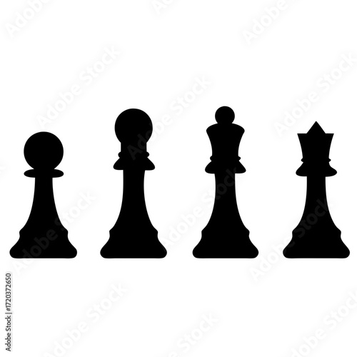Chess pieces vector illustration featuring pawn bishop queen strategic game plan concept art