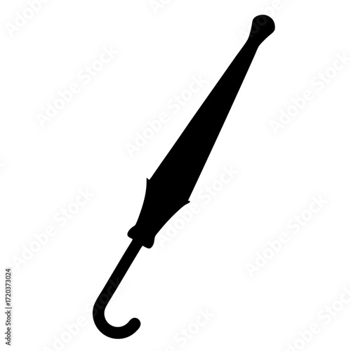 Closed umbrella vector illustration rainy day protection accessory black and white design rain gear fashion accessory clip art