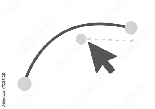  Minimal icon of a cursor and bezier curve — no background , PNG, no shadow