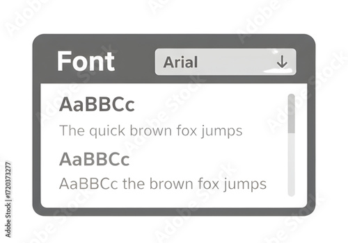 Minimal icon of a font selector window — no background , PNG, no shadow
