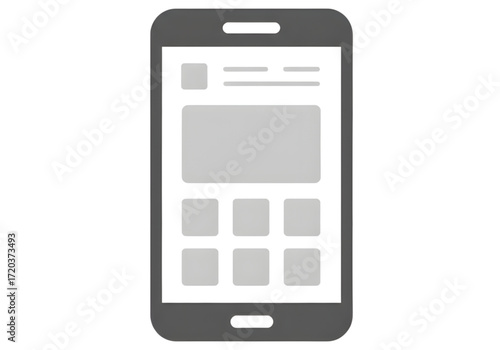 Minimal icon of a wireframe for an app layout — no background , PNG, no shadow