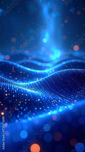 Abstract digital wave design with glowing particles (2)