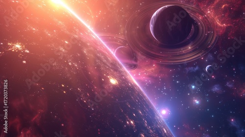 Cosmic Symphony: A Celestial Tapestry of Planets and Nebulae