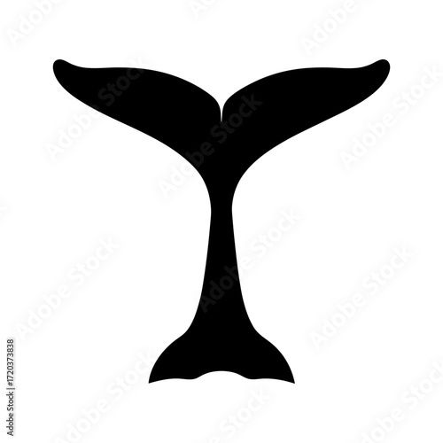 Whale tail silhouette vector illustration marine animal ocean sea life aquatic mammal underwater design graphic