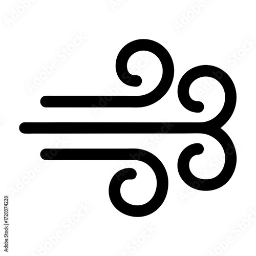 Wind blowing vector illustration, weather forecast icon, air flow graphic, windstorm symbol design element