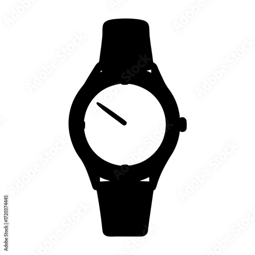 Watch silhouette vector graphic for timekeeping accessory design and clock face illustration element