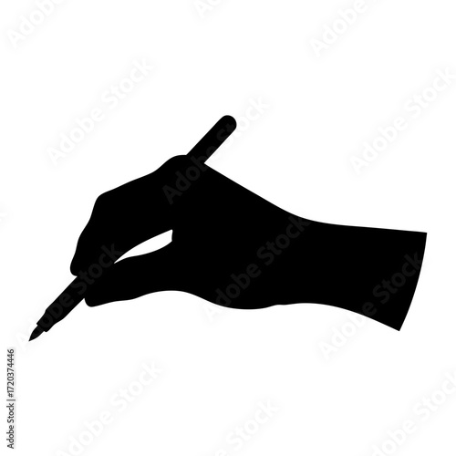 Illustrative graphic of a hand writing with a pen drawing art design silhouette vector image