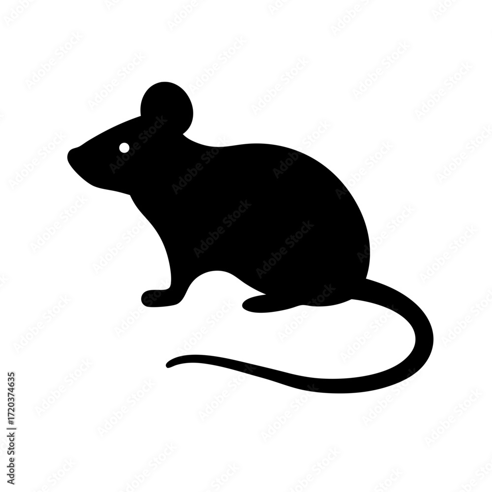 Obraz premium Black mouse silhouette vector illustration rodent animal clip art drawing design graphic icon image
