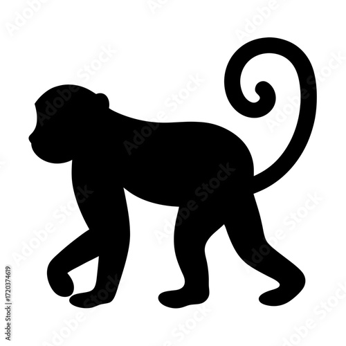 Silhouette monkey vector illustration primate animal wildlife jungle zoo mammal design graphic art icon drawing