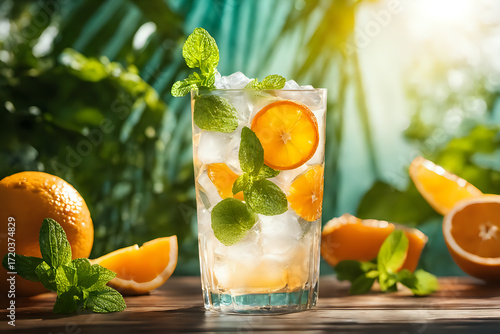 Fruit Cocktail with Ice with Detail