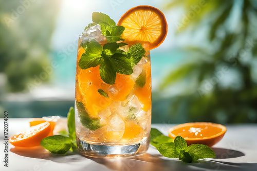 Fruit Cocktail with Ice with Detail