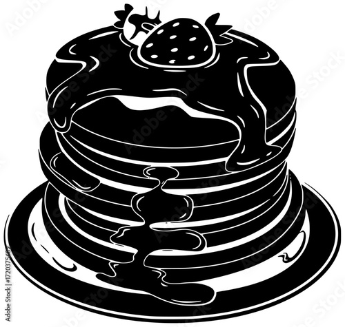 food illustration dessert silhouette meal logo breakfast icon pancake outline pancakes delicious sweet snack plate lunch morning homemade tasty shape dish vector graphic background