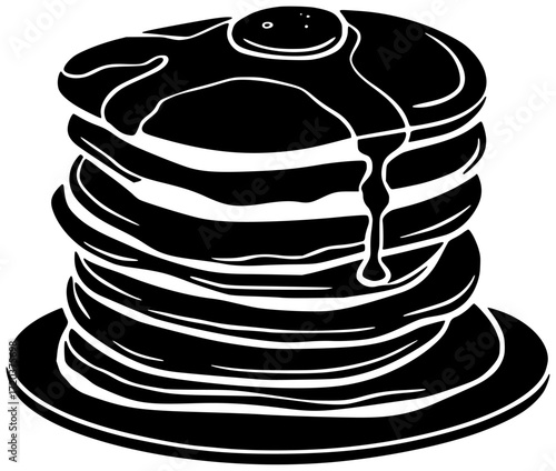 food illustration dessert silhouette meal logo breakfast icon pancake outline pancakes delicious sweet snack plate lunch morning homemade tasty shape dish vector graphic background