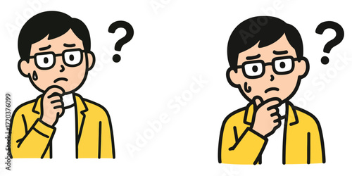 Minimal Vector Illustration of Confused Character – Thinking and Questioning Pose