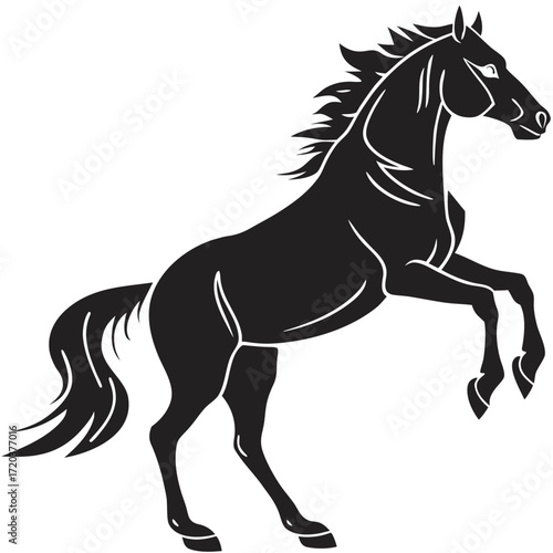 Horse shaking mane silhouette