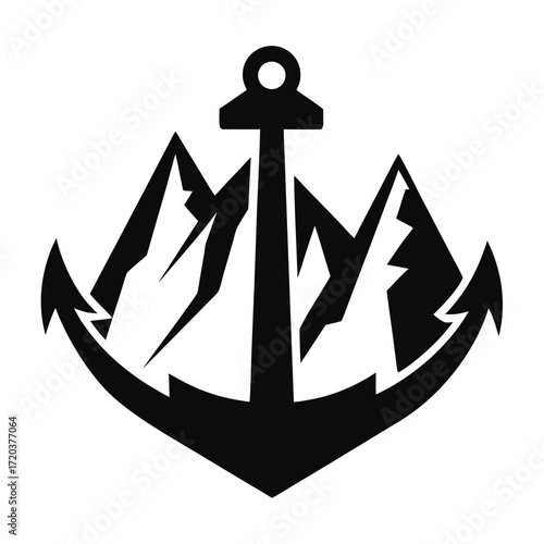 Majestic mountains meet nautical anchor emblem