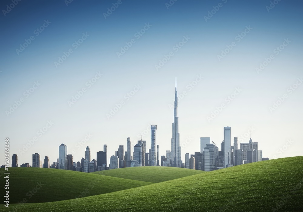 Fototapeta premium Minimal clear sky with modern skyscrapers
