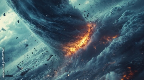 Apocalyptic Storm: Fiery Collision of Celestial Elements