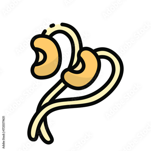 Bean sprouts with yellow pods and white stems