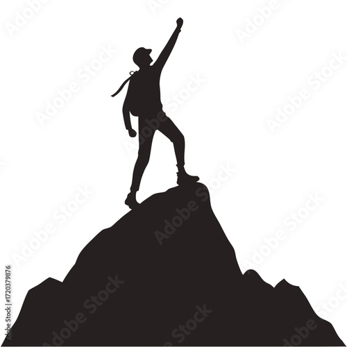 Climber celebrating summit silhouette