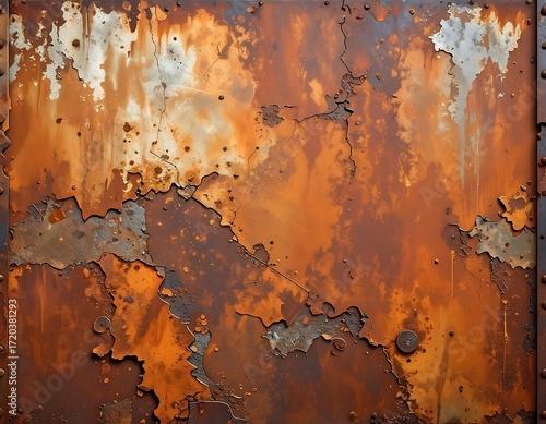 Rusted metal panel with cracked paint