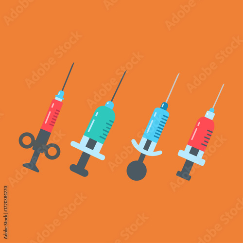 Medical Syringe icon logo flat vector design