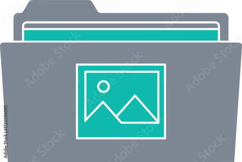 Gray Folder with Teal Files Icon