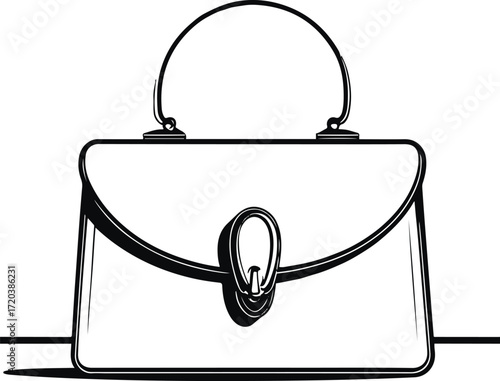 Elegant clutch purse with clasp, bold outline, minimal line art 2