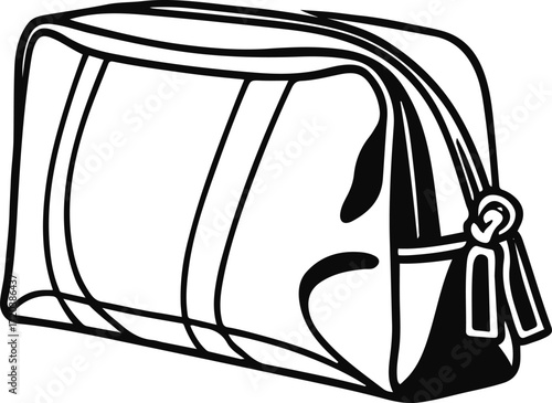 Minimalist makeup pouch, thick black line art 2