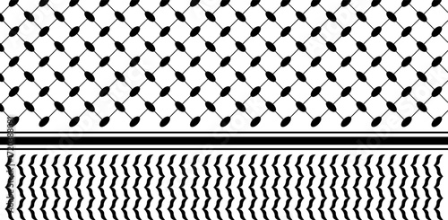 Keffiyeh or shemagh pattern. Traditional print for men headdress in Palestina, Kuwait or Jordan. Geometric fabric texture. Classic Arabian scarf ornament. Oriental design. Vector graphic illustration.