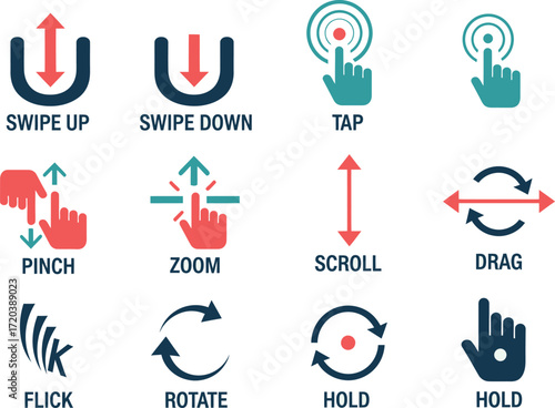 Touchscreen Gestures Icons Set