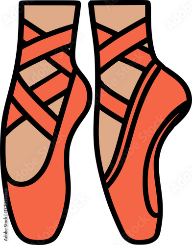 Ballerina pointe shoe, elegant dance footwear.