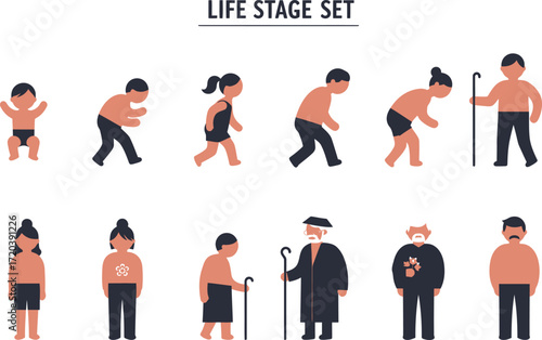 Life Stages: Flat Vector Illustration Set