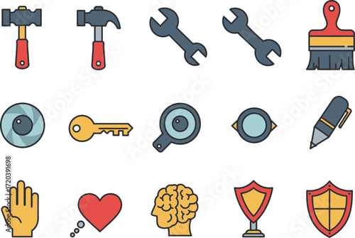 Tool Icons: Vector Line Art Set