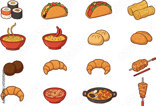 World Cuisine Icons: Food Illustration