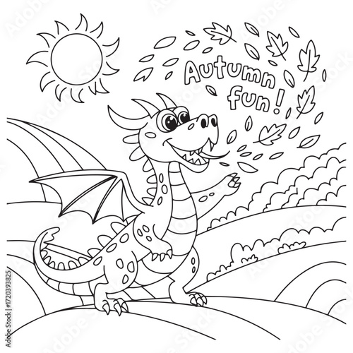 dragon Coloring
Pages with Black and white
vector illustration
