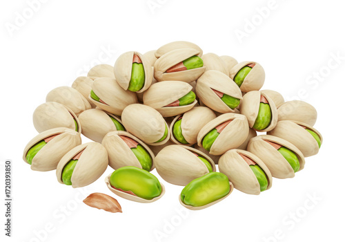 Wallpaper Mural Isolated pile of pistachios with split shells revealing the bright green nuts, healthy snack Torontodigital.ca