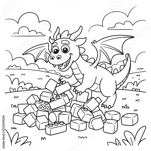 little dragon Coloring
Pages with Black and white
vector illustration