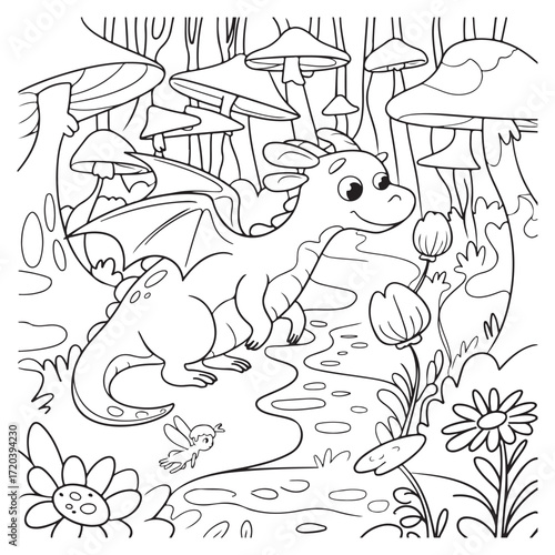 dragon Coloring
Pages with Black and white
vector illustration