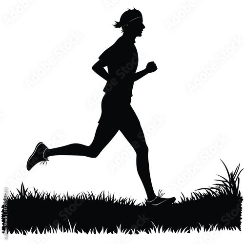 Runner jogging on trail silhouette