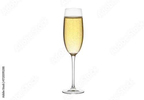 Принти на полотні Isolated glass filled with sparkling alcoholic drink, flute for celebration, New
