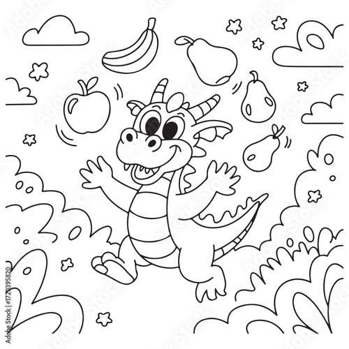 little dragon Coloring
Pages with Black and white
vector illustration
