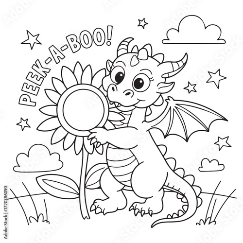cute little dragon Coloring
Pages with Black and white
vector illustration