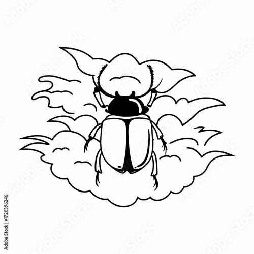 Mist veil beetle silhouette on white background