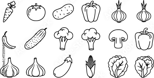 
fresh vegetable icon collection vector illustration