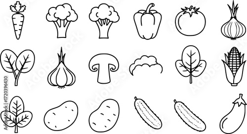 
fresh vegetable icon collection vector illustration
